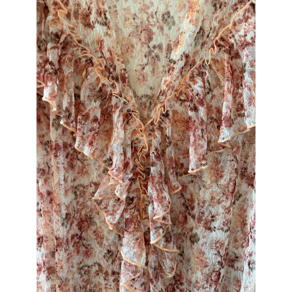 Cato Floral Lace Ruffle Front Dress Sheer Overlay Romantic Boho 18/20W Plus - Picture 4 of 7